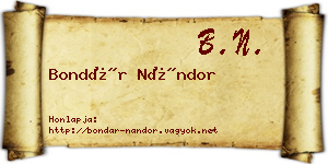 Bondár Nándor névjegykártya
